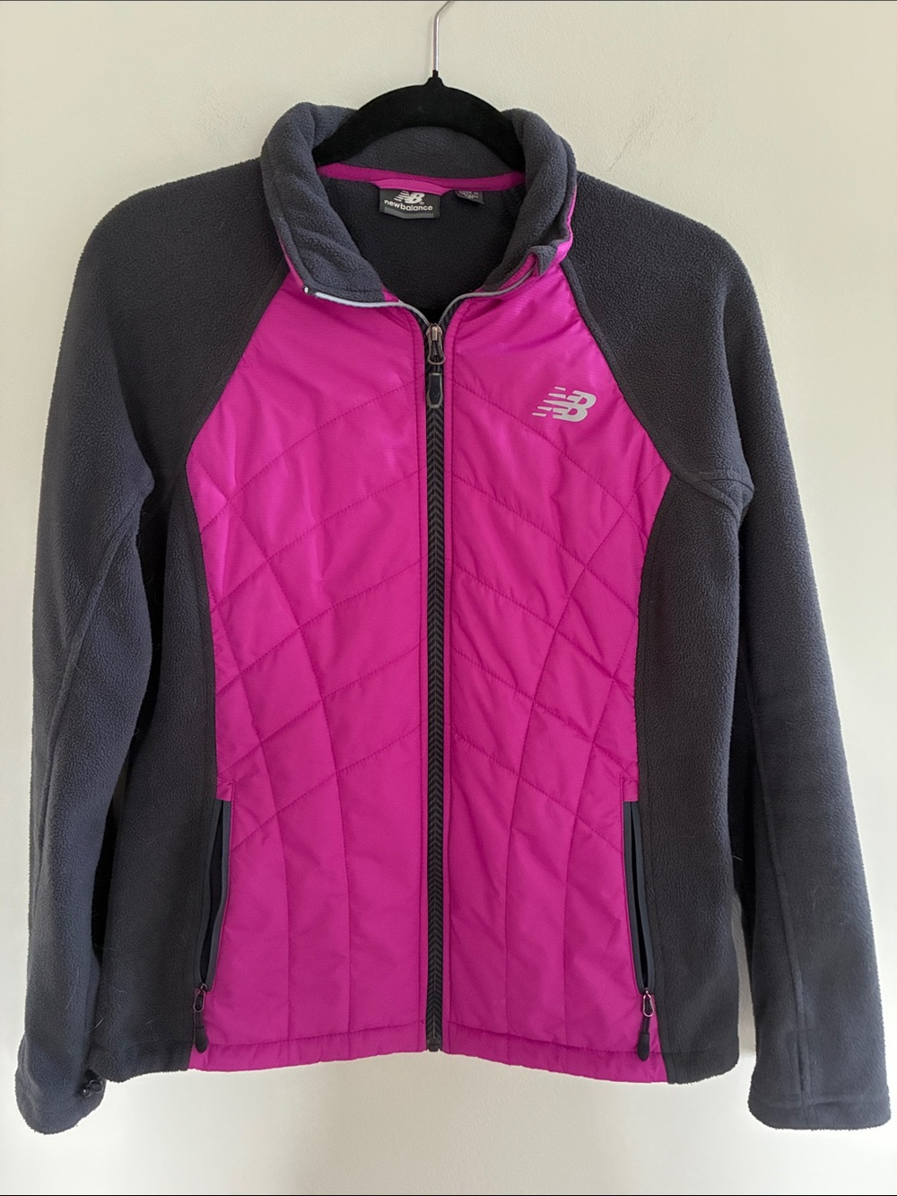 New Balance Pink and Gray Quilted Fleece Jacket